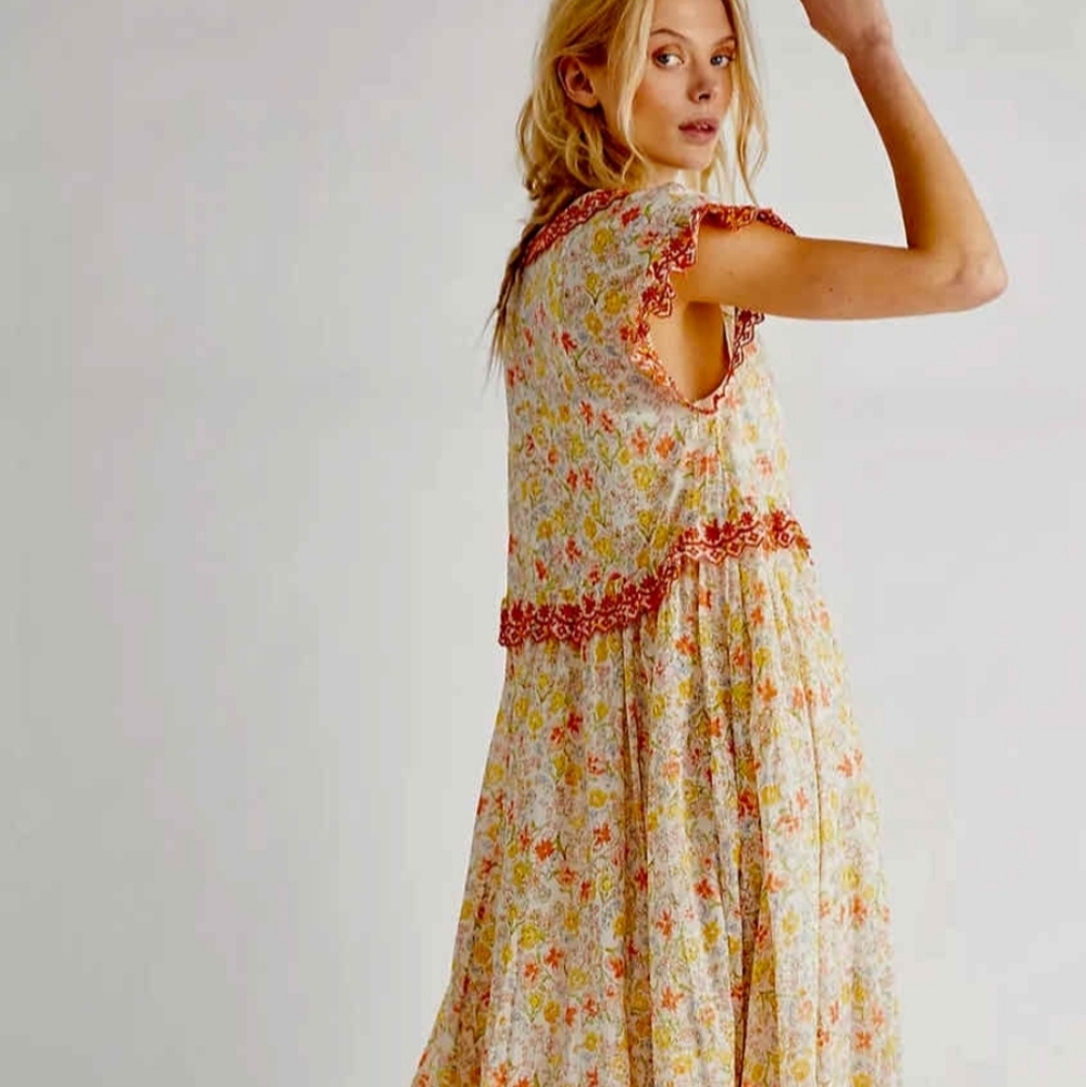 Free People Milania Midi Dress in Confetti Combo - Picture 7 of 11